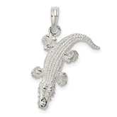 De-Ani Sterling Silver Rhodium-Plated Polished 3D Alligator Pendant