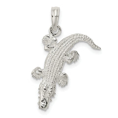 De-Ani Sterling Silver Rhodium-Plated Polished 3D Alligator Pendant
