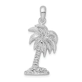 De-Ani Sterling Silver Rhodium-Plated Polished Small Palmetto Tree Pendant