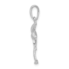De-Ani Sterling Silver Rhodium-Plated Palm Tree with Textured Trunk Pendant