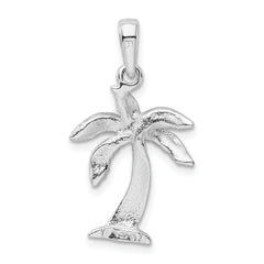 De-Ani Sterling Silver Rhodium-Plated Palm Tree with Textured Trunk Pendant