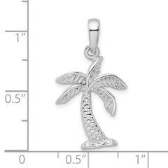 De-Ani Sterling Silver Rhodium-Plated Palm Tree with Textured Trunk Pendant