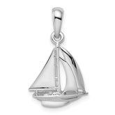 De-Ani Sterling Silver Rhodium-plated Polished 3D Sailboat Pendant
