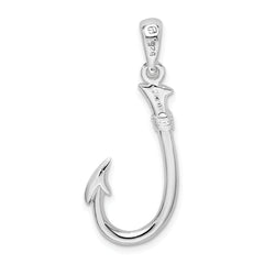 De-Ani Sterling Silver Rhodium-Plated Polished 3D Fish Hook Pendant