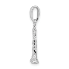 De-Ani Sterling Silver Rhodium-plated Polished 3D Cape Hatteras Lighthouse Pendant