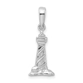 De-Ani Sterling Silver Rhodium-plated Polished 3D Cape Hatteras Lighthouse Pendant