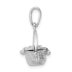 De-Ani Sterling Silver Rhodium-Plated 3D Moveable Nantucket Basket Pendant