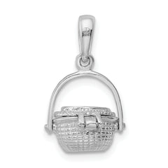 De-Ani Sterling Silver Rhodium-Plated 3D Moveable Nantucket Basket Pendant