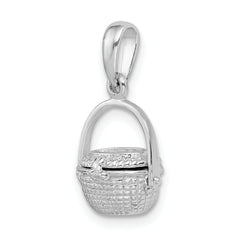 De-Ani Sterling Silver Rhodium-Plated 3D Moveable Nantucket Basket Pendant