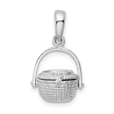 De-Ani Sterling Silver Rhodium-Plated 3D Moveable Nantucket Basket Pendant
