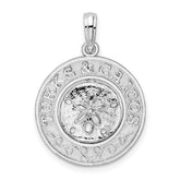 De-Ani Sterling Silver Rhodium-Plated Textured Turks and Caicos Sand Dollar Pendant