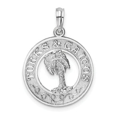 De-Ani Sterling Silver Rhodium-Plated Textured Turks and Caicos Palm Tree Pendant