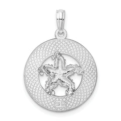 De-Ani Sterling Silver Rhodium-Plated Textured Turks and Caicos with Starfish Pendant