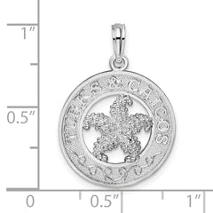 De-Ani Sterling Silver Rhodium-Plated Textured Turks and Caicos with Starfish Pendant