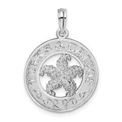 De-Ani Sterling Silver Rhodium-Plated Textured Turks and Caicos with Starfish Pendant