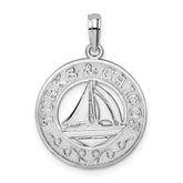 De-Ani Sterling Silver Rhodium-Plated Textured Turks and Caicos with Sailboat Pendant
