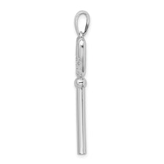 De-Ani Sterling Silver Rhodium-Plated 3D Key to My Heart Pretzel Top Key Pendant