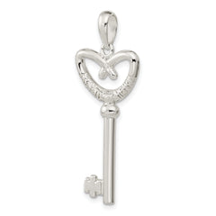 De-Ani Sterling Silver Rhodium-Plated 3D Key to My Heart Pretzel Top Key Pendant