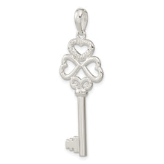 De-Ani Sterling Silver Rhodium-Plated 3D Key to My Heart Heart Top Key Pendant