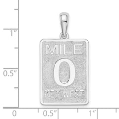 De-Ani Sterling Silver Rhodium-Plated Polished 0 Mile Marker Key West Pendant