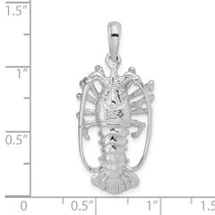 De-Ani Sterling Silver Rhodium-Plated Polished Large Florida Lobster Pendant