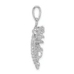 De-Ani Sterling Silver Rhodium-Plated Polished Medium Florida Lobster Pendant