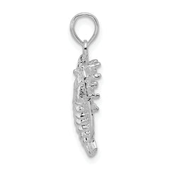 De-Ani Sterling Silver Rhodium-Plated Polished Small Florida Lobster Pendant