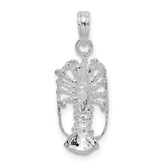 De-Ani Sterling Silver Rhodium-Plated Polished Small Florida Lobster Pendant