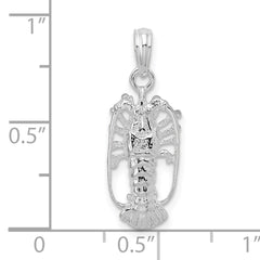 De-Ani Sterling Silver Rhodium-Plated Polished Small Florida Lobster Pendant