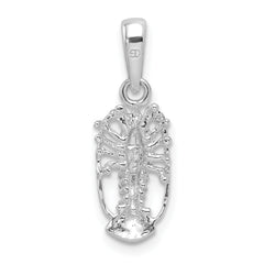De-Ani Sterling Silver Rhodium-Plated Polished Small Florida Lobster Pendant