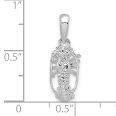 De-Ani Sterling Silver Rhodium-Plated Polished Small Florida Lobster Pendant