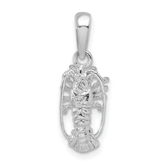 De-Ani Sterling Silver Rhodium-Plated Polished Small Florida Lobster Pendant