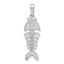 De-Ani Sterling Silver Rhodium-Plated Polished and Textured 3D Fishbone Pendant