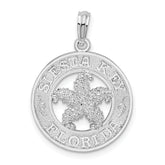 De-Ani Sterling Silver Rhodium-Plated Textured Siesta Key Florida with Starfish Pendant