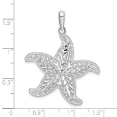 De-Ani Sterling Silver Rhodium-plated Polished Filigree Starfish Pendant