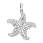 De-Ani Sterling Silver Rhodium-plated Polished Filigree Starfish Pendant