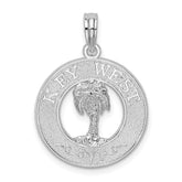 De-Ani Sterling Silver Rhodium-Plated Textured Key West with Palm Tree Pendant