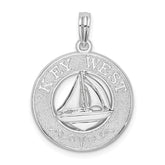 De-Ani Sterling Silver Rhodium-Plated Textured Key West with Sailboat Pendant