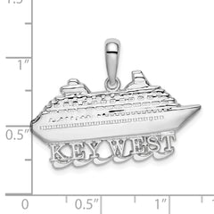 De-Ani Sterling Silver Rhodium-Plated Polished Key West Cruise Ship Pendant
