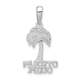 De-Ani Sterling Silver Rhodium-Plated Polished Puerto Rico Palm Tree Pendant