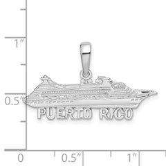 De-Ani Sterling Silver Rhodium-Plated Polished Puerto Rico Cruise Ship Pendant