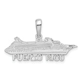 De-Ani Sterling Silver Rhodium-Plated Polished Puerto Rico Cruise Ship Pendant