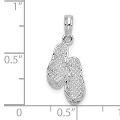 De-Ani Sterling Silver Rhodium-Plated Polished 3D Flip-flops Pendant