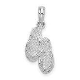 De-Ani Sterling Silver Rhodium-Plated Polished 3D Flip-flops Pendant