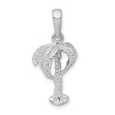 De-Ani Sterling Silver Rhodium-Plated Polished Palm Tree with Coconuts Pendant