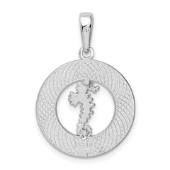 De-Ani Sterling Silver Rhodium-Plated Polished Bonaire Circle Seahorse Pendant