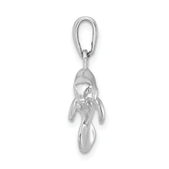De-Ani Sterling Silver Rhodium-Plated Polished 3D Manatee Pendant