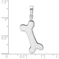 De-Ani Sterling Silver Rhodium-plated Polished Engraveable Dog Bone Pendant