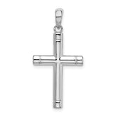 De-Ani Sterling Silver Rhodium-plated Polished Tubular Latin Cross Pendant
