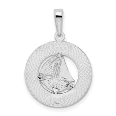 De-Ani Sterling Silver Rhodium-Plated Long Beach Island New Jersey with Sailboat Pendant